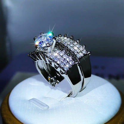 925 Sterling Silver Fashion High-End Full Diamond Full Zircon Ring Design For Ladies Party Reception Jewelry Gift