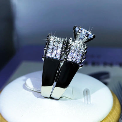 925 Sterling Silver Fashion High-End Full Diamond Full Zircon Ring Design For Ladies Party Reception Jewelry Gift