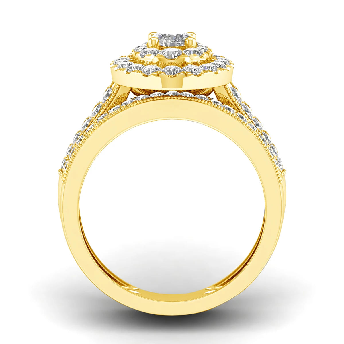 2PCS Diamond Couple Rings Set Woman Wedding Engagement Sterling Silver Ring Shining Luxury 5A Zircon 14k Gold Classic Jewelry