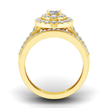 2PCS Diamond Couple Rings Set Woman Wedding Engagement Sterling Silver Ring Shining Luxury 5A Zircon 14k Gold Classic Jewelry