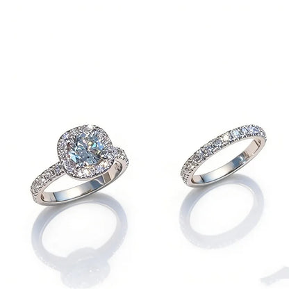 Luxury Exquisite Silver Color Princess Ring for Women Fashion Inlaid White Zircon Stones Wedding Rings Set Engagement Jewelry