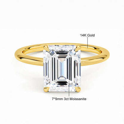 Classic 14K Gold Ring Certificate Emerald Cut Moissanite Diamond Rings 1ct 2ct 3ct Au585 K Gold Wedding Fine Jewelry for Women
