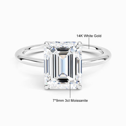 Classic 14K Gold Ring Certificate Emerald Cut Moissanite Diamond Rings 1ct 2ct 3ct Au585 K Gold Wedding Fine Jewelry for Women