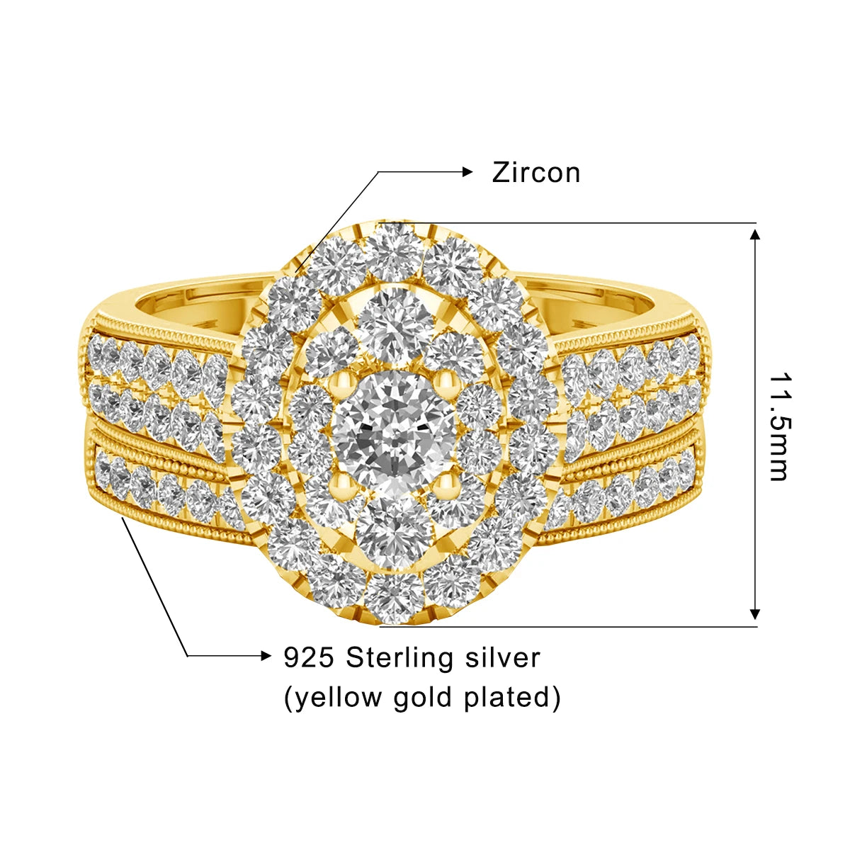 2PCS Diamond Couple Rings Set Woman Wedding Engagement Sterling Silver Ring Shining Luxury 5A Zircon 14k Gold Classic Jewelry
