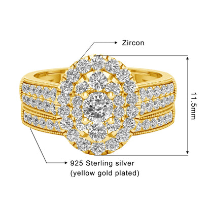2PCS Diamond Couple Rings Set Woman Wedding Engagement Sterling Silver Ring Shining Luxury 5A Zircon 14k Gold Classic Jewelry
