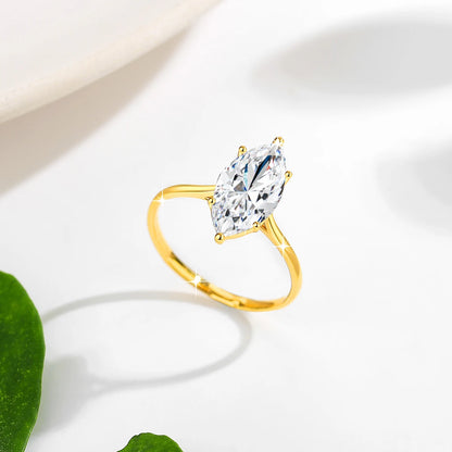 High Quality 14K Gold Rings for Women Marquise Cut 3ct VVS1 Moissanite Diamond Rings Au585 Luxury Jewelry for Engagement Trendy