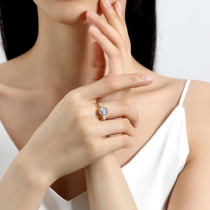 Original 14k Gold Rings Pure Au585 2.7ct Full Moissanite Diamond Ring for Women Lovers' Engagement Wedding Bands Fine Jewelry