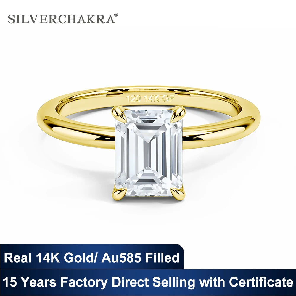 Luxury 14k Gold Filled Woman Engagement Ring Bands 3ct Emerald Cut Moissanite Diamond Couple Wedding Rings Never Fading GRA