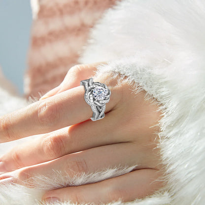 3ct Moissanite Diamond Certified Original Sterling Silver 925 Ring Set Twist Floral Luxury Engagement Wedding Jewelry For Women