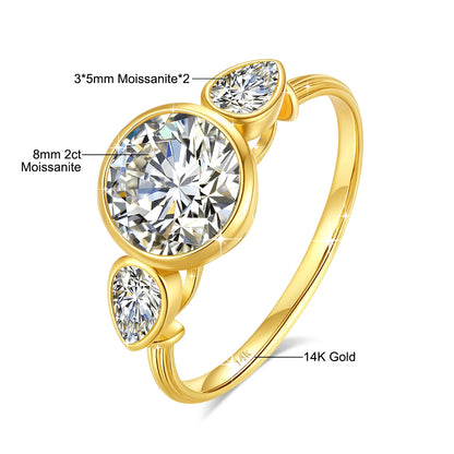 Original 14k Gold Rings Pure Au585 2.7ct Full Moissanite Diamond Ring for Women Lovers' Engagement Wedding Bands Fine Jewelry