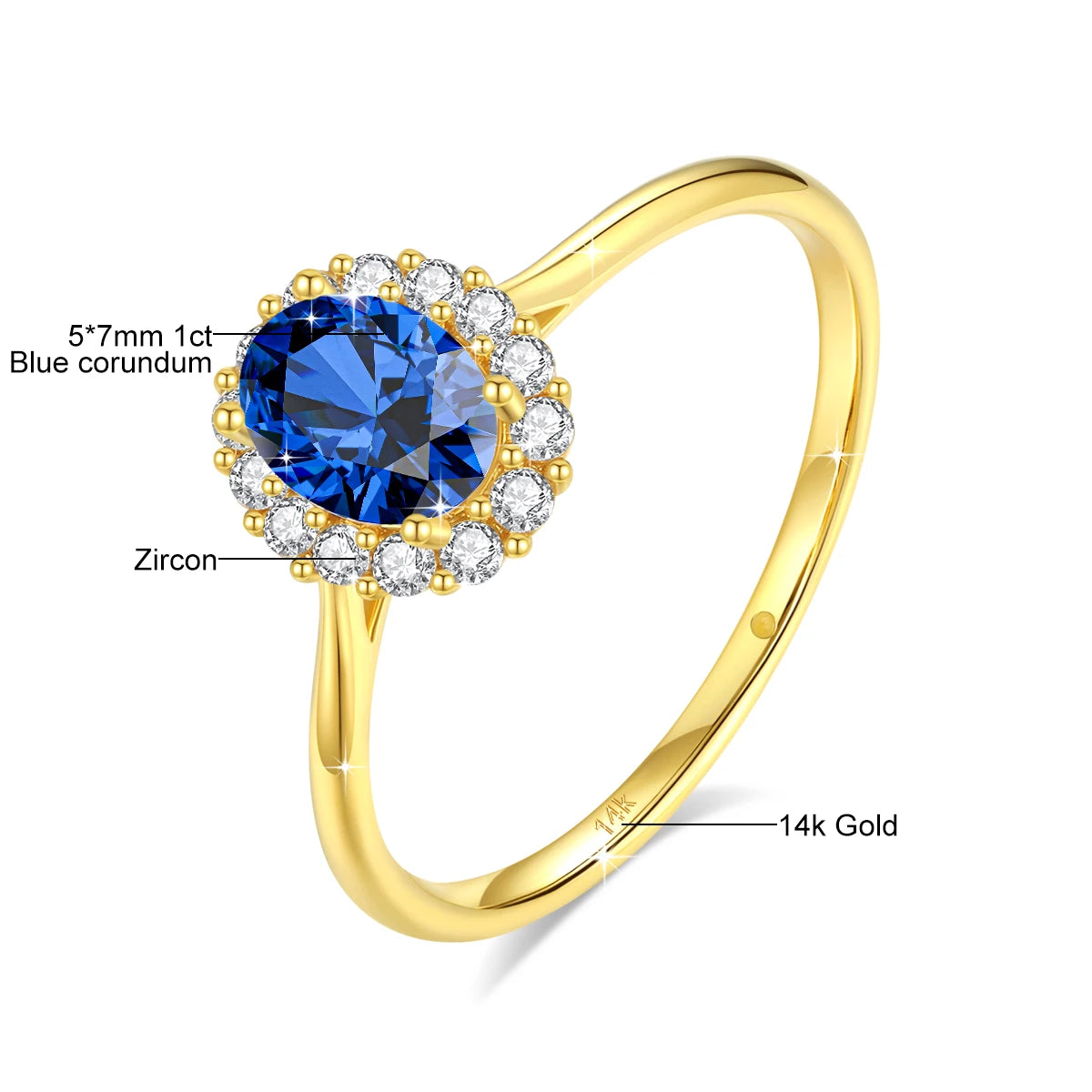 Classic 14K Gold Full Moissanite Diamond Ring Oval Brilliant Multiple Optional Colors Engagement Rings Original Woman Jewelry