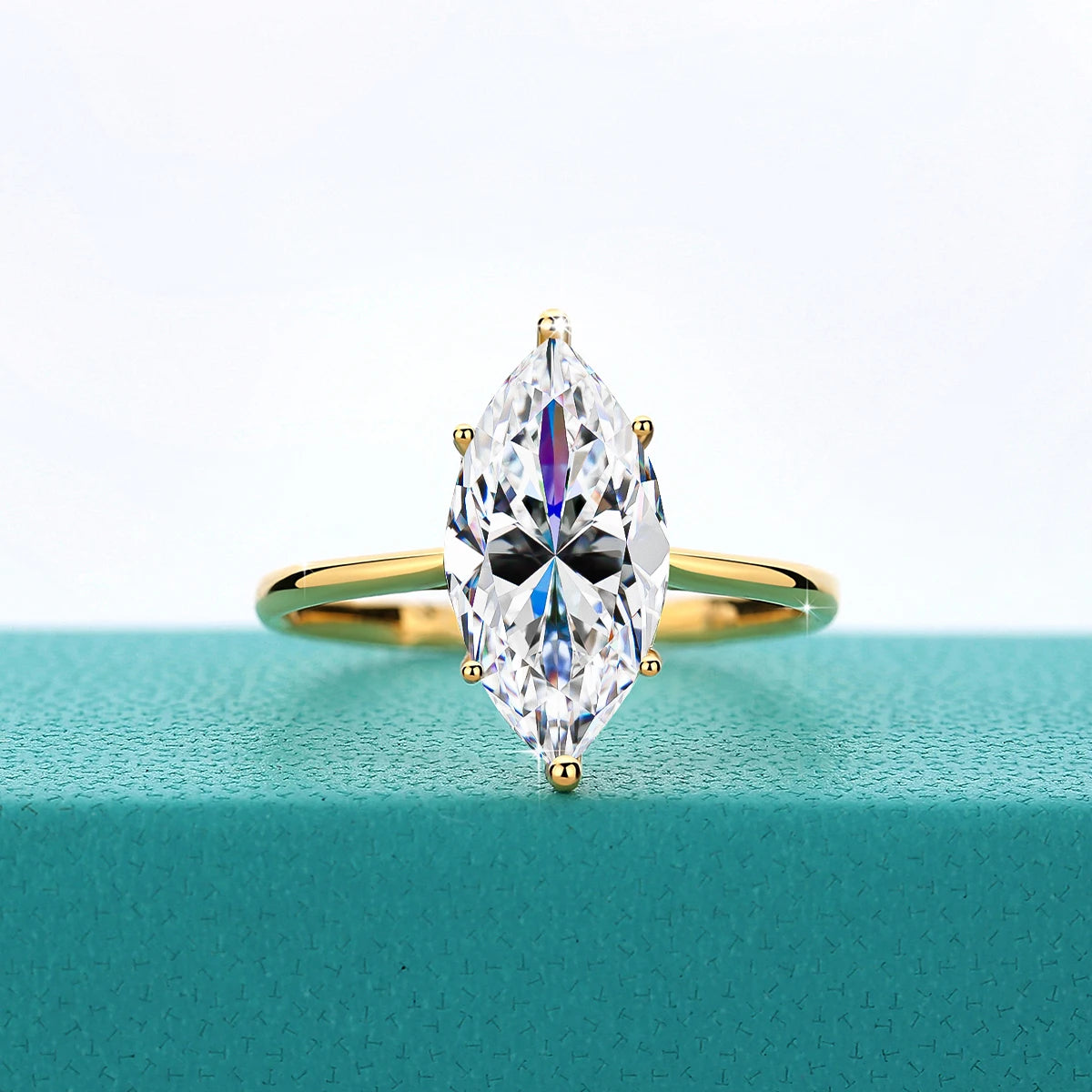 High Quality 14K Gold Rings for Women Marquise Cut 3ct VVS1 Moissanite Diamond Rings Au585 Luxury Jewelry for Engagement Trendy