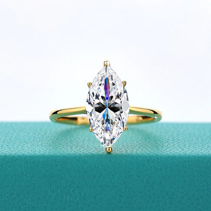 High Quality 14K Gold Rings for Women Marquise Cut 3ct VVS1 Moissanite Diamond Rings Au585 Luxury Jewelry for Engagement Trendy