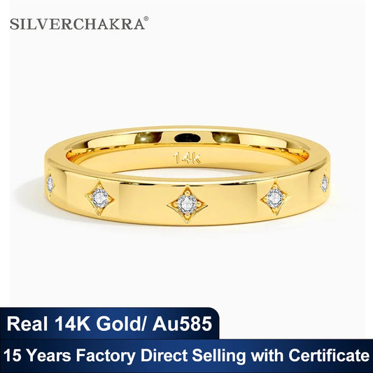 14K Yellow Gold Couple Rings Full Circle Moissanite Diamond Luxury Wedding Band Unisex Ring for Both Men and Women Wedding Bands