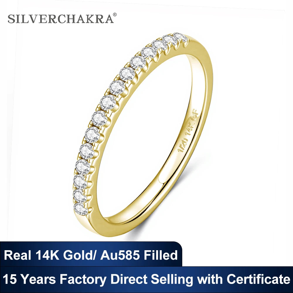 Romantic 14K Real Gold Filled Ring 15pcs Moissanite Diamond Stackable Rings for Women Wedding Bands Party Gift Factory Original