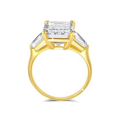 Luxury AU585 Emerald Cut D Color VVS1 4CT Moissanite Ring for Women Real 14K Yellow Gold Ring Engegament Wedding Band Jewelry