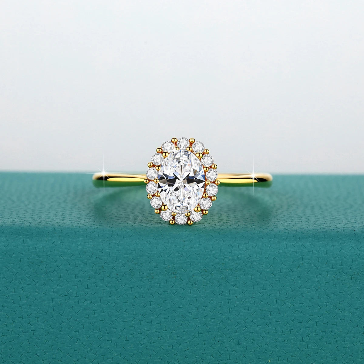 Classic 14K Gold Full Moissanite Diamond Ring Oval Brilliant Multiple Optional Colors Engagement Rings Original Woman Jewelry