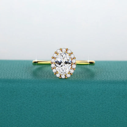 Classic 14K Gold Full Moissanite Diamond Ring Oval Brilliant Multiple Optional Colors Engagement Rings Original Woman Jewelry