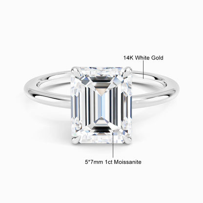 Classic 14K Gold Ring Certificate Emerald Cut Moissanite Diamond Rings 1ct 2ct 3ct Au585 K Gold Wedding Fine Jewelry for Women