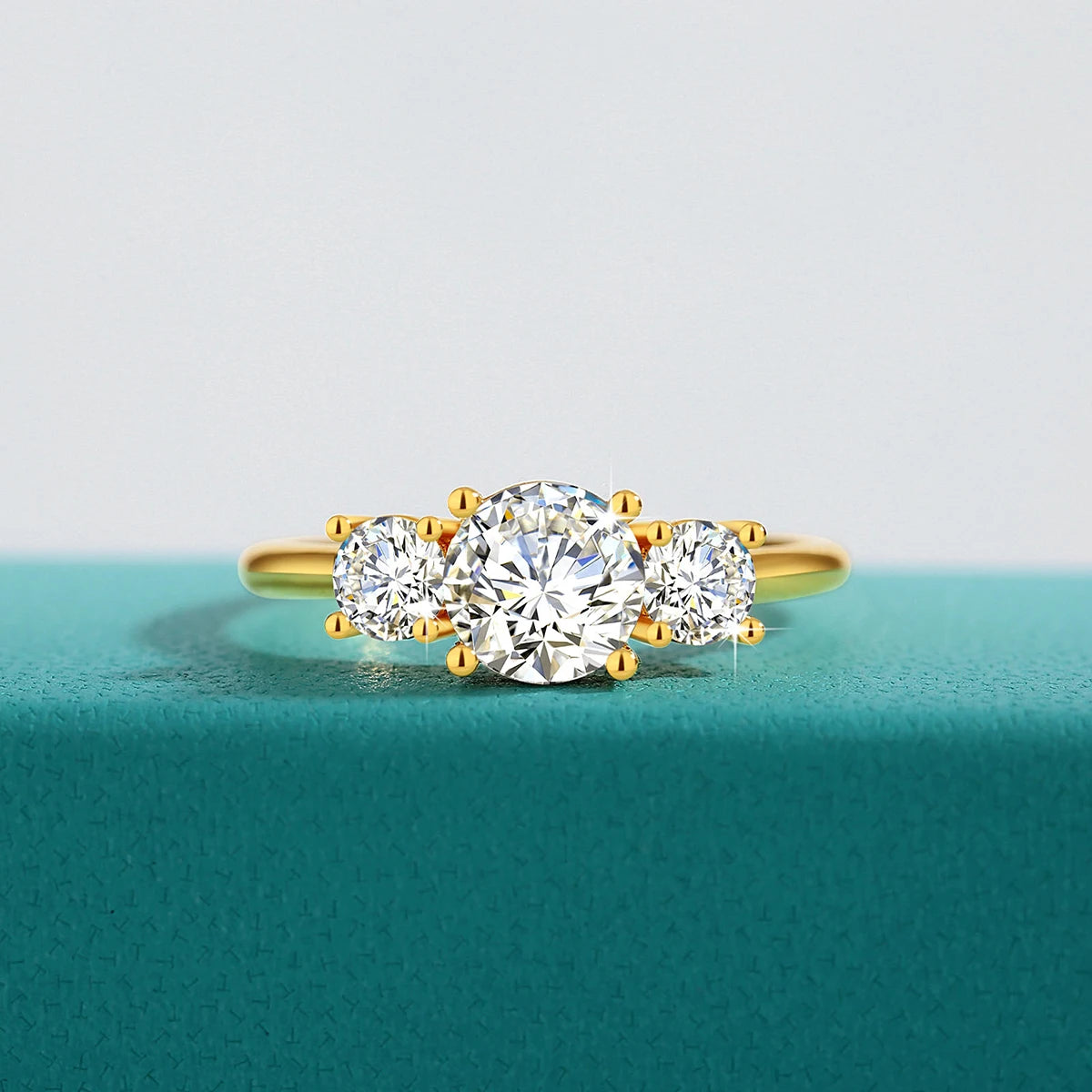 14K Gold 3 Stones Moissanite Diamond Rings Modern Engagement Women's Ring Luxury Original Certified 2025 Trend Wedding Jewelry