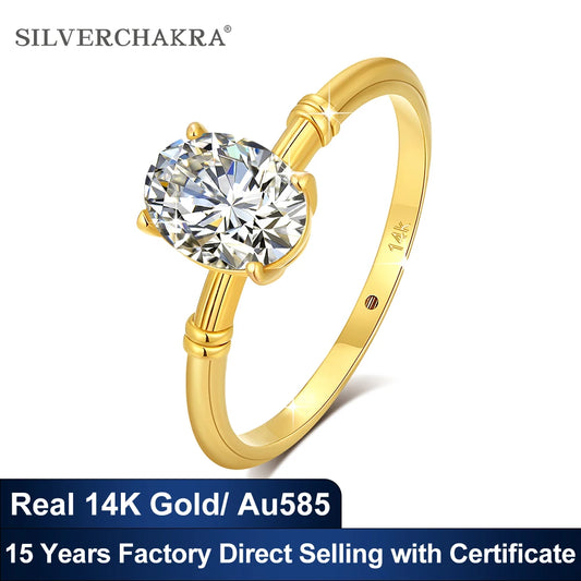 1.5CT Oval Crushed Ice Moissanite Genuine 14K 585 Yellow Gold Ring for Women Luxury Rings Engagement Wedding Fine Jewelry