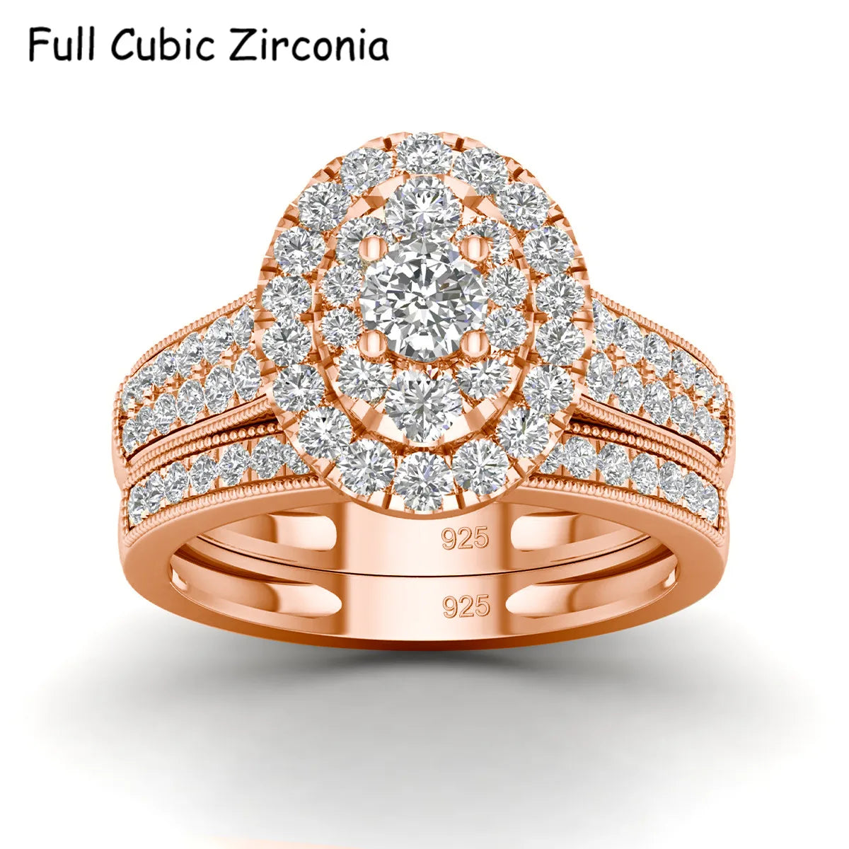 2PCS Diamond Couple Rings Set Woman Wedding Engagement Sterling Silver Ring Shining Luxury 5A Zircon 14k Gold Classic Jewelry