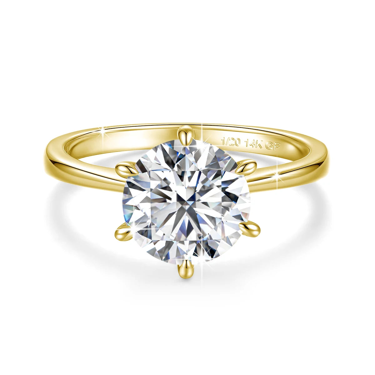 14k Gold Filled Classic Six Claws Wedding Ring Bands for Women 9mm 3ct GRA Moissanite Diamond Bridal Sets Engagement Jewelry