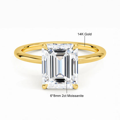 Classic 14K Gold Ring Certificate Emerald Cut Moissanite Diamond Rings 1ct 2ct 3ct Au585 K Gold Wedding Fine Jewelry for Women