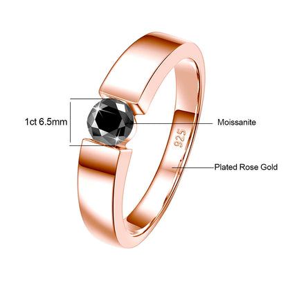 Real 0.5-1 Carat Round Cut Moissanite Ring Men Solid Sterling Silver 925 Certified Wedding Rings Couple Luxury Jewelry Trend New