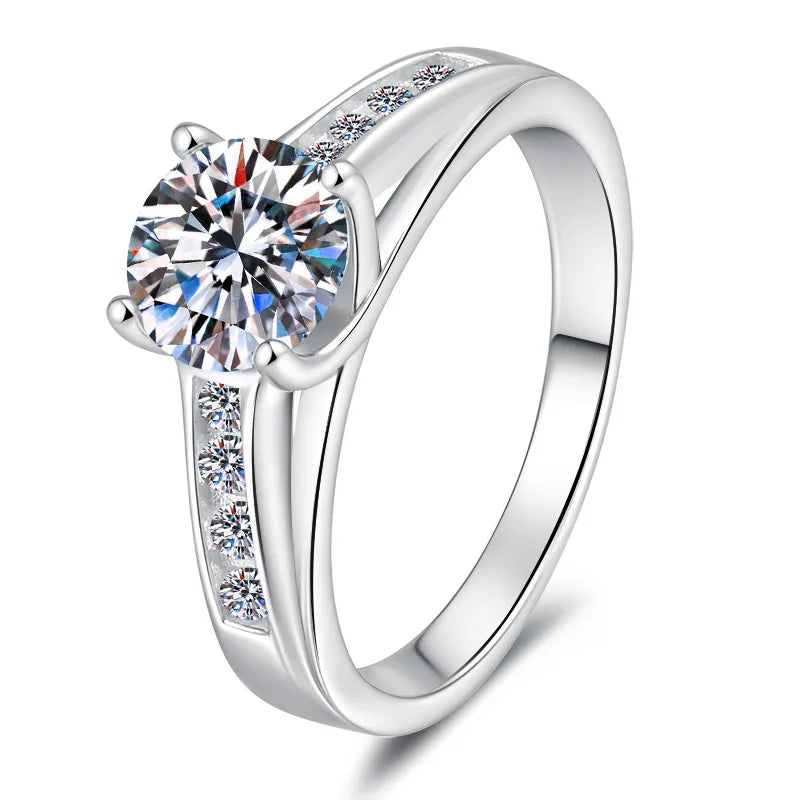 Fashion Luxury Ring Women's PT950 Platinum 1Ct Moissanite - Trendy understated, sparkling aura, fit parties & dates