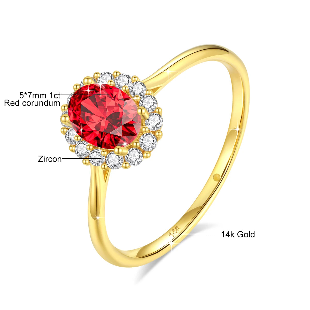 Classic 14K Gold Full Moissanite Diamond Ring Oval Brilliant Multiple Optional Colors Engagement Rings Original Woman Jewelry