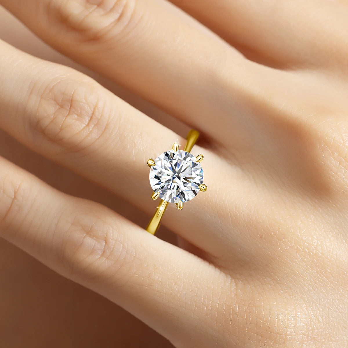 14k Gold Filled Classic Six Claws Wedding Ring Bands for Women 9mm 3ct GRA Moissanite Diamond Bridal Sets Engagement Jewelry