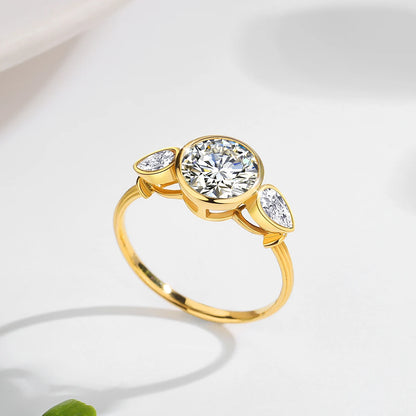 Original 14k Gold Rings Pure Au585 2.7ct Full Moissanite Diamond Ring for Women Lovers' Engagement Wedding Bands Fine Jewelry