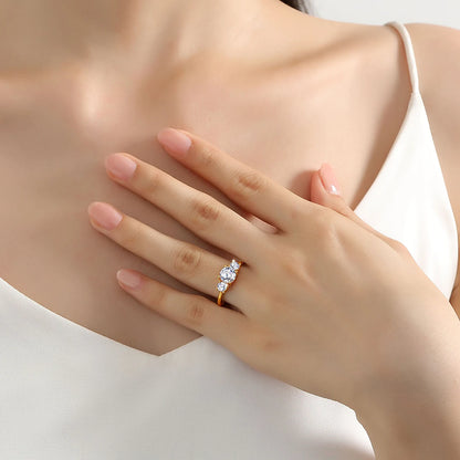 14K Gold 3 Stones Moissanite Diamond Rings Modern Engagement Women's Ring Luxury Original Certified 2025 Trend Wedding Jewelry