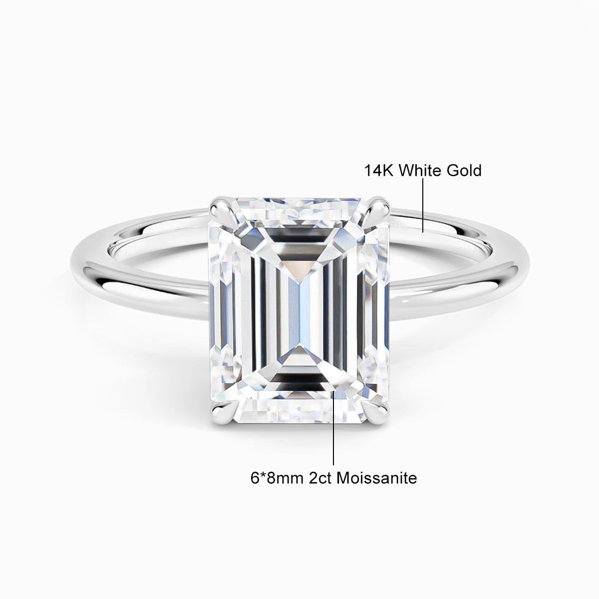 Classic 14K Gold Ring Certificate Emerald Cut Moissanite Diamond Rings 1ct 2ct 3ct Au585 K Gold Wedding Fine Jewelry for Women