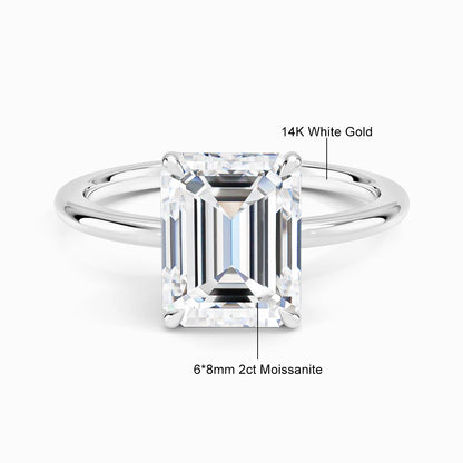 Classic 14K Gold Ring Certificate Emerald Cut Moissanite Diamond Rings 1ct 2ct 3ct Au585 K Gold Wedding Fine Jewelry for Women