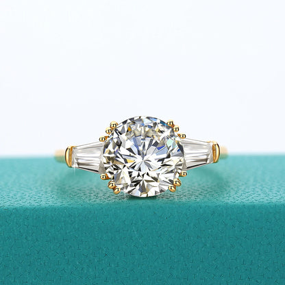 Romantic 9mm 3ct Moissanite Diamond Ring AU585 14K Gold D Color VVS1 Wedding Band Rings for Women Engagement Luxury Jewelry