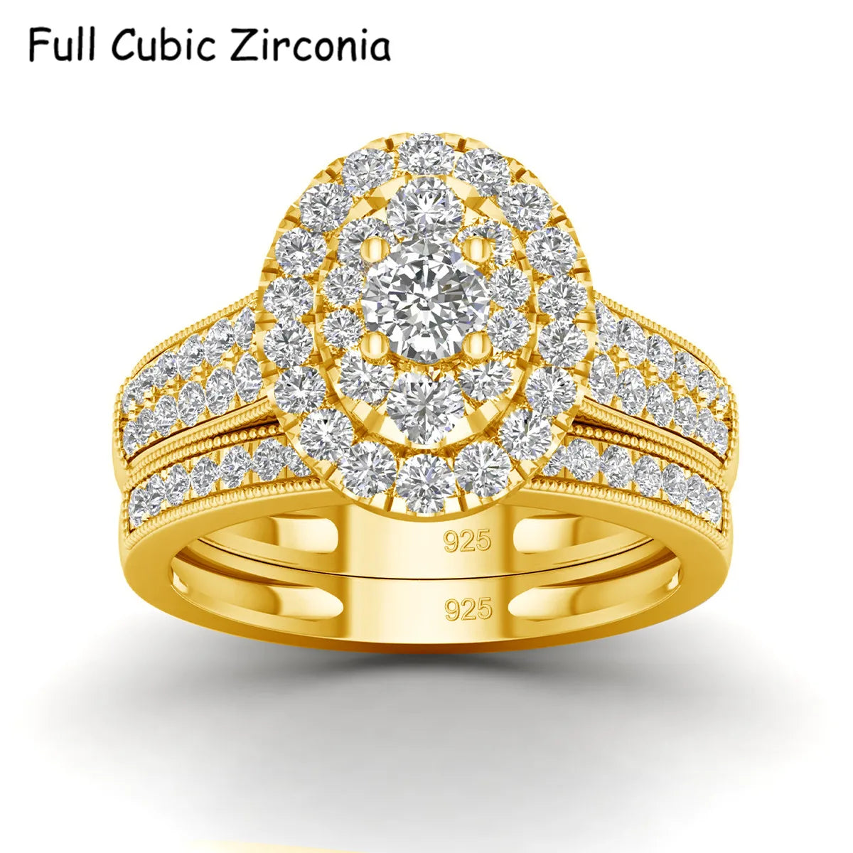 2PCS Diamond Couple Rings Set Woman Wedding Engagement Sterling Silver Ring Shining Luxury 5A Zircon 14k Gold Classic Jewelry