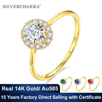 Classic 14K Gold Full Moissanite Diamond Ring Oval Brilliant Multiple Optional Colors Engagement Rings Original Woman Jewelry