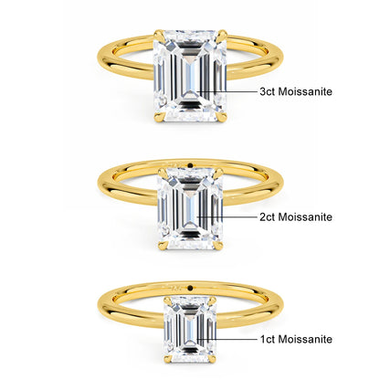 Classic 14K Gold Ring Certificate Emerald Cut Moissanite Diamond Rings 1ct 2ct 3ct Au585 K Gold Wedding Fine Jewelry for Women