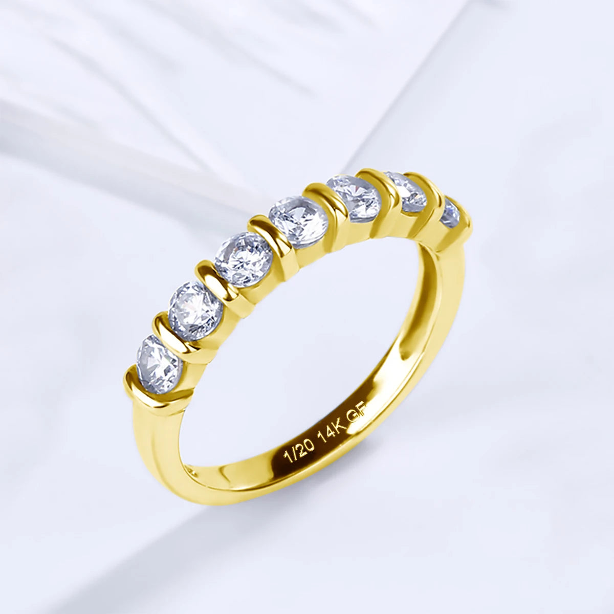 Original 7pcs Moissanite Diamond 14k Gold Filled Rainbow Lucky Power Ring for Women Unisex Anniversary Gift Factory Wholesale