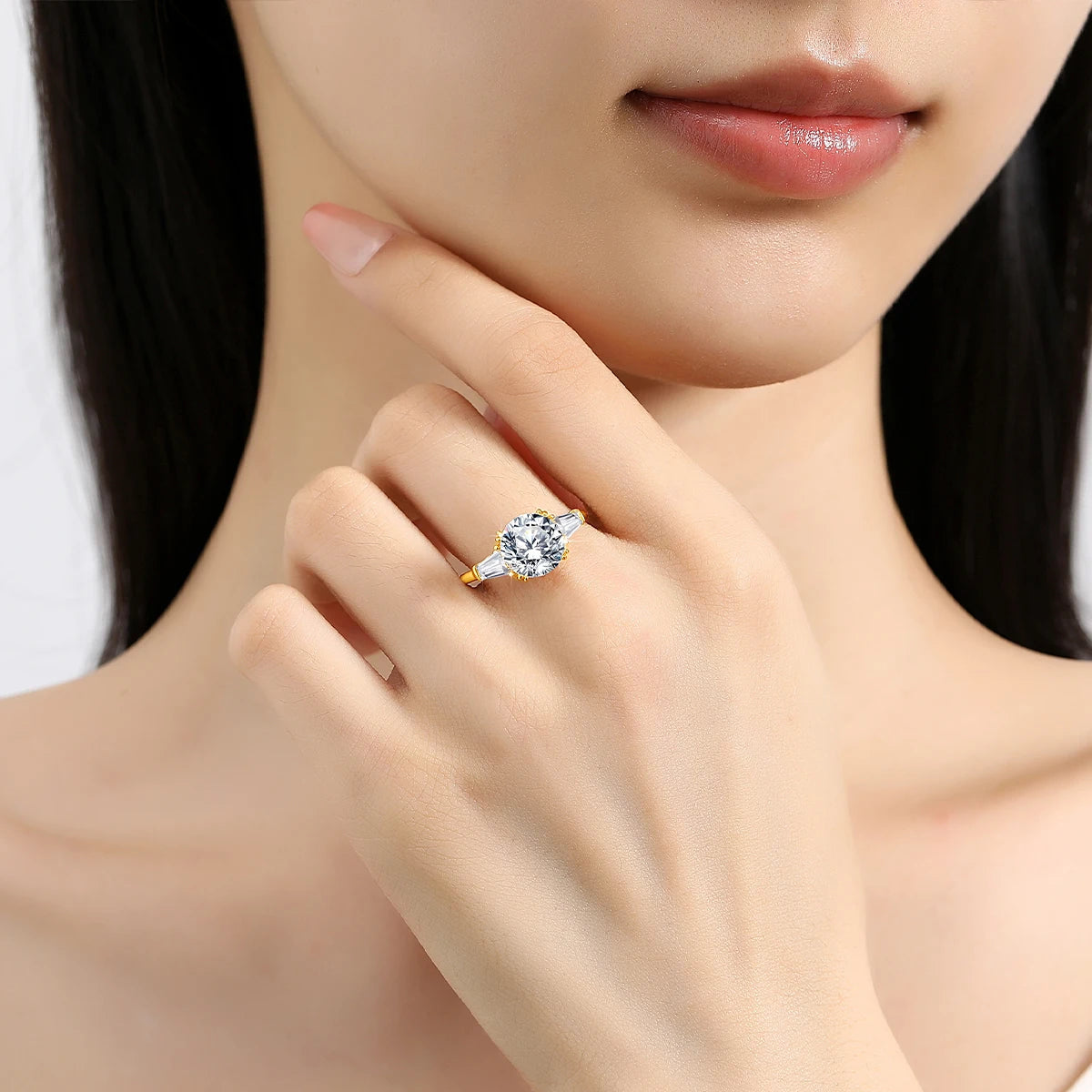 Romantic 9mm 3ct Moissanite Diamond Ring AU585 14K Gold D Color VVS1 Wedding Band Rings for Women Engagement Luxury Jewelry