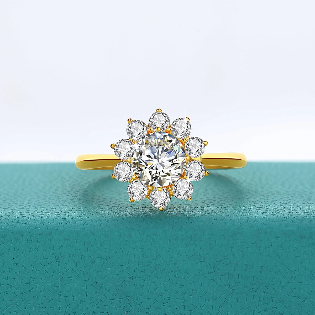 Princess Diana 14K Gold Au585 1ct VVS1 Diamond Moissanite Ring for Women Snowflake Engagement Wedding Gift Romantic Jewelry