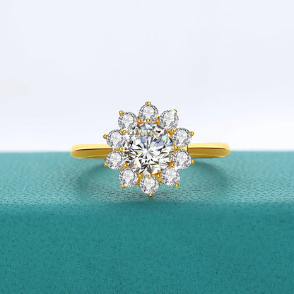 Princess Diana 14K Gold Au585 1ct VVS1 Diamond Moissanite Ring for Women Snowflake Engagement Wedding Gift Romantic Jewelry