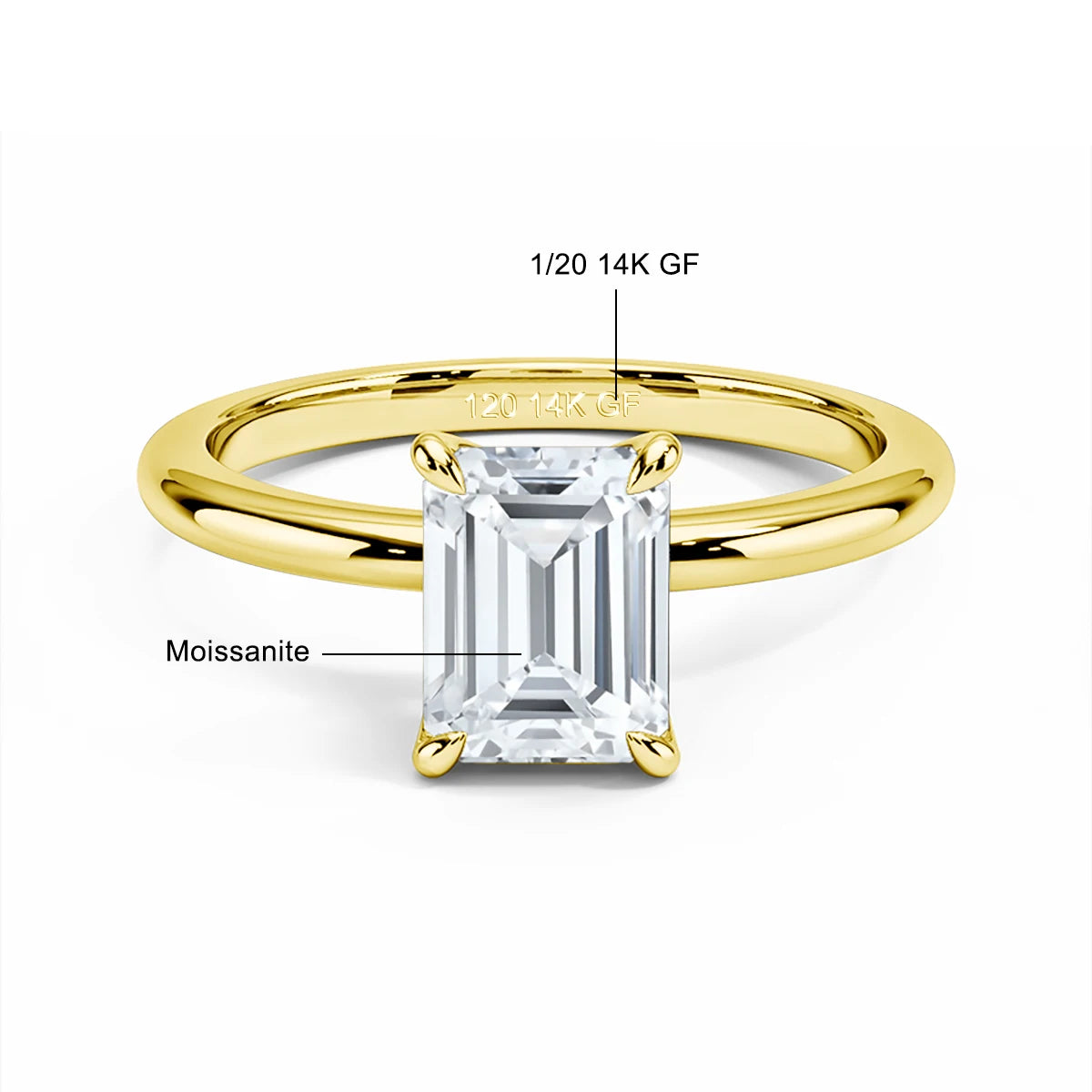 Luxury 14k Gold Filled Woman Engagement Ring Bands 3ct Emerald Cut Moissanite Diamond Couple Wedding Rings Never Fading GRA
