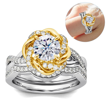 3ct Moissanite Diamond Certified Original Sterling Silver 925 Ring Set Twist Floral Luxury Engagement Wedding Jewelry For Women