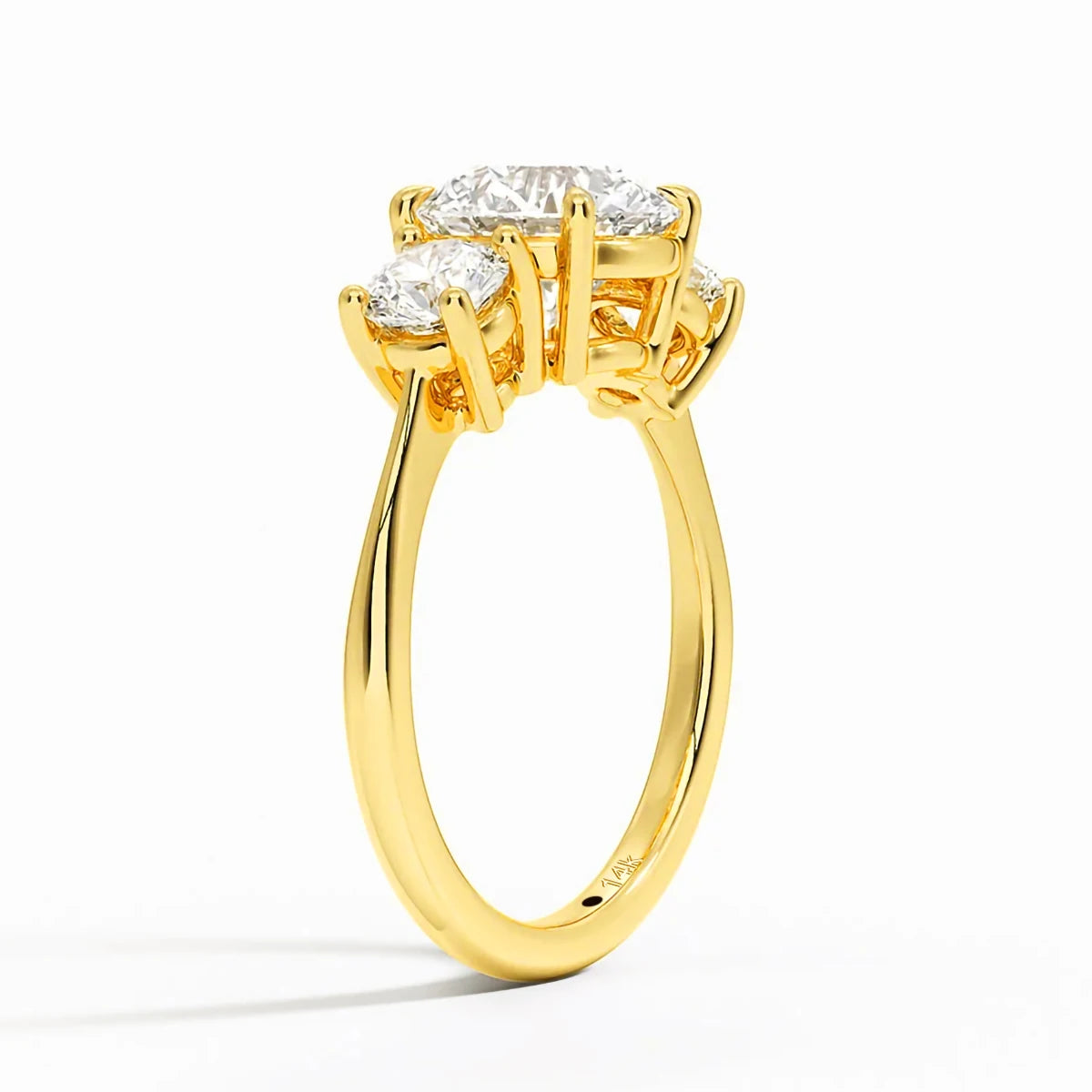 Luxe Three Stone Moissanite Diamond 14K Gold Engagement Ring Au585 Elegant Love Rings for Women Delicate Certified Wedding Bands