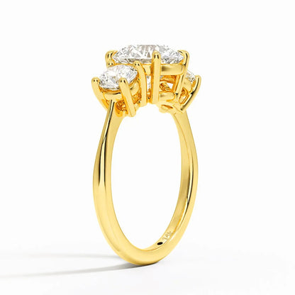 Luxe Three Stone Moissanite Diamond 14K Gold Engagement Ring Au585 Elegant Love Rings for Women Delicate Certified Wedding Bands