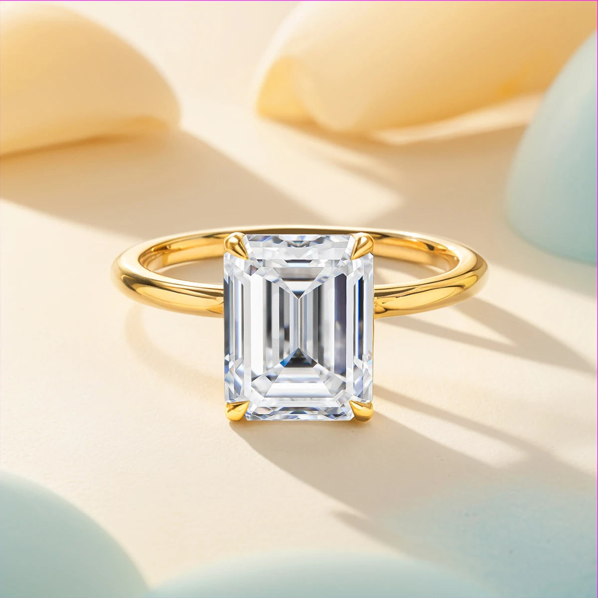 Classic 14K Gold Ring Certificate Emerald Cut Moissanite Diamond Rings 1ct 2ct 3ct Au585 K Gold Wedding Fine Jewelry for Women