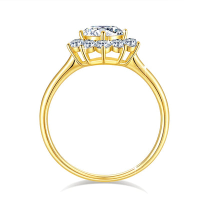 Princess Diana 14K Gold Au585 1ct VVS1 Diamond Moissanite Ring for Women Snowflake Engagement Wedding Gift Romantic Jewelry